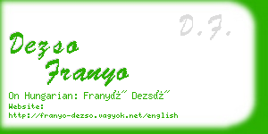 dezso franyo business card